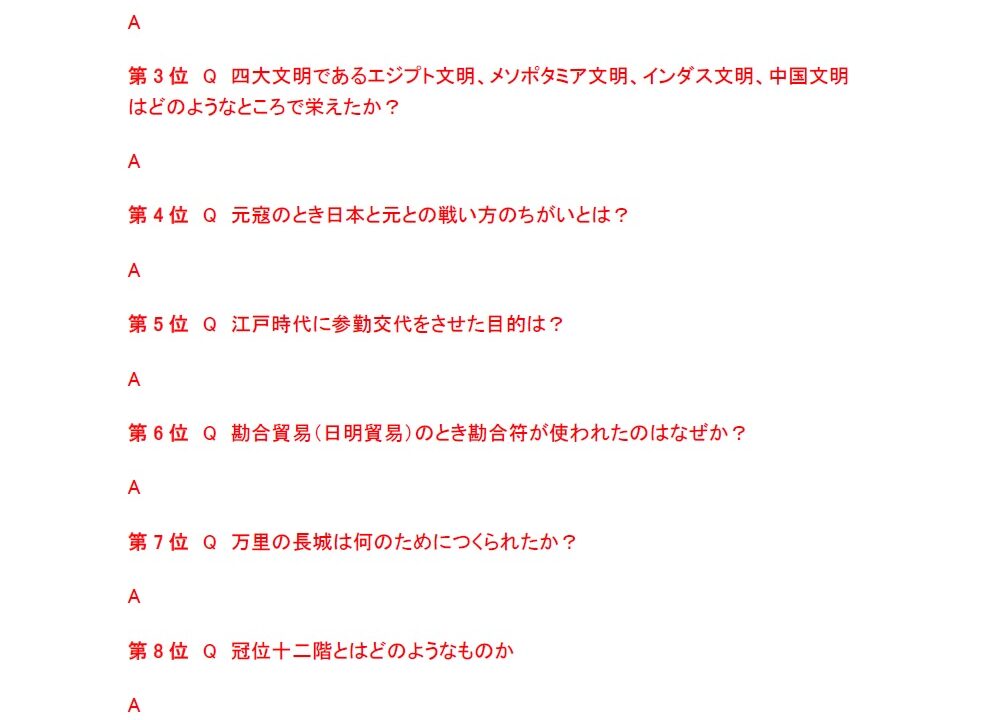 中学社会歴史 頻出記述問題 Top50 1位 10位 ブリッジぷりんと