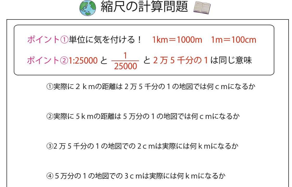 地理 縮尺の計算問題 ブリッジぷりんと