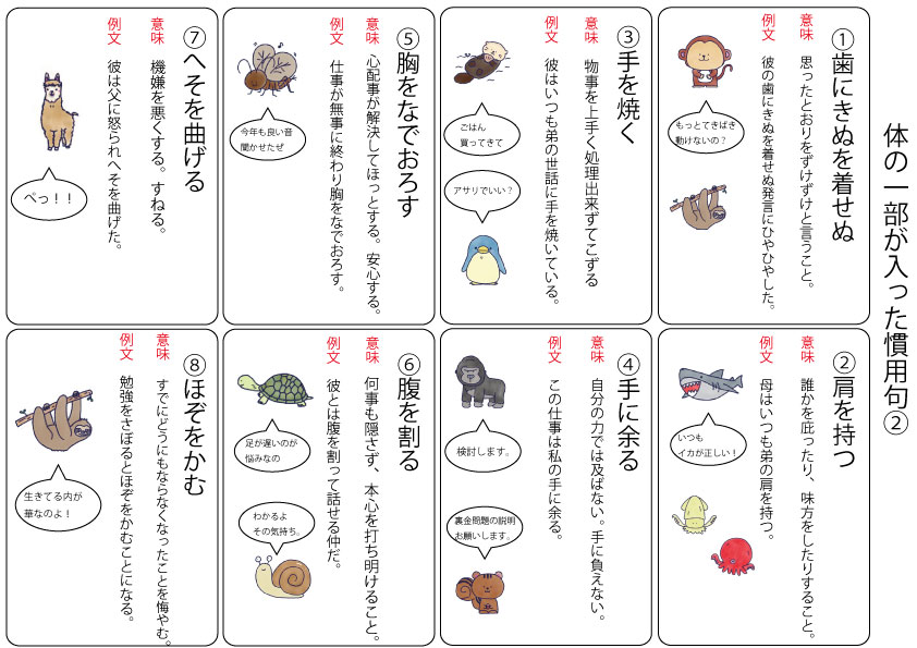 体の一部が入った慣用句② – ブリッジぷりんと